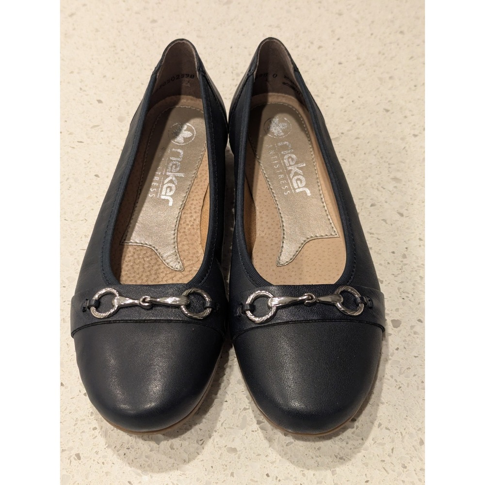 New! Rieker Womens Ballet Flat Blue Horsebit‎ Comfort Shoe Size 37 US 6 L9360-14